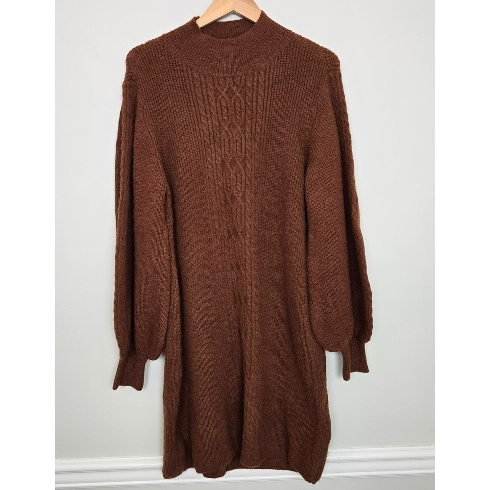 NWT A Loves A Womens Cozy Cabin Cable Knit Sweater Dress Sz XL Fall Quiet Luxury - Picture 2 of 14